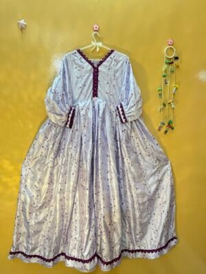 Girls silk long frock lite purple embroidered new design